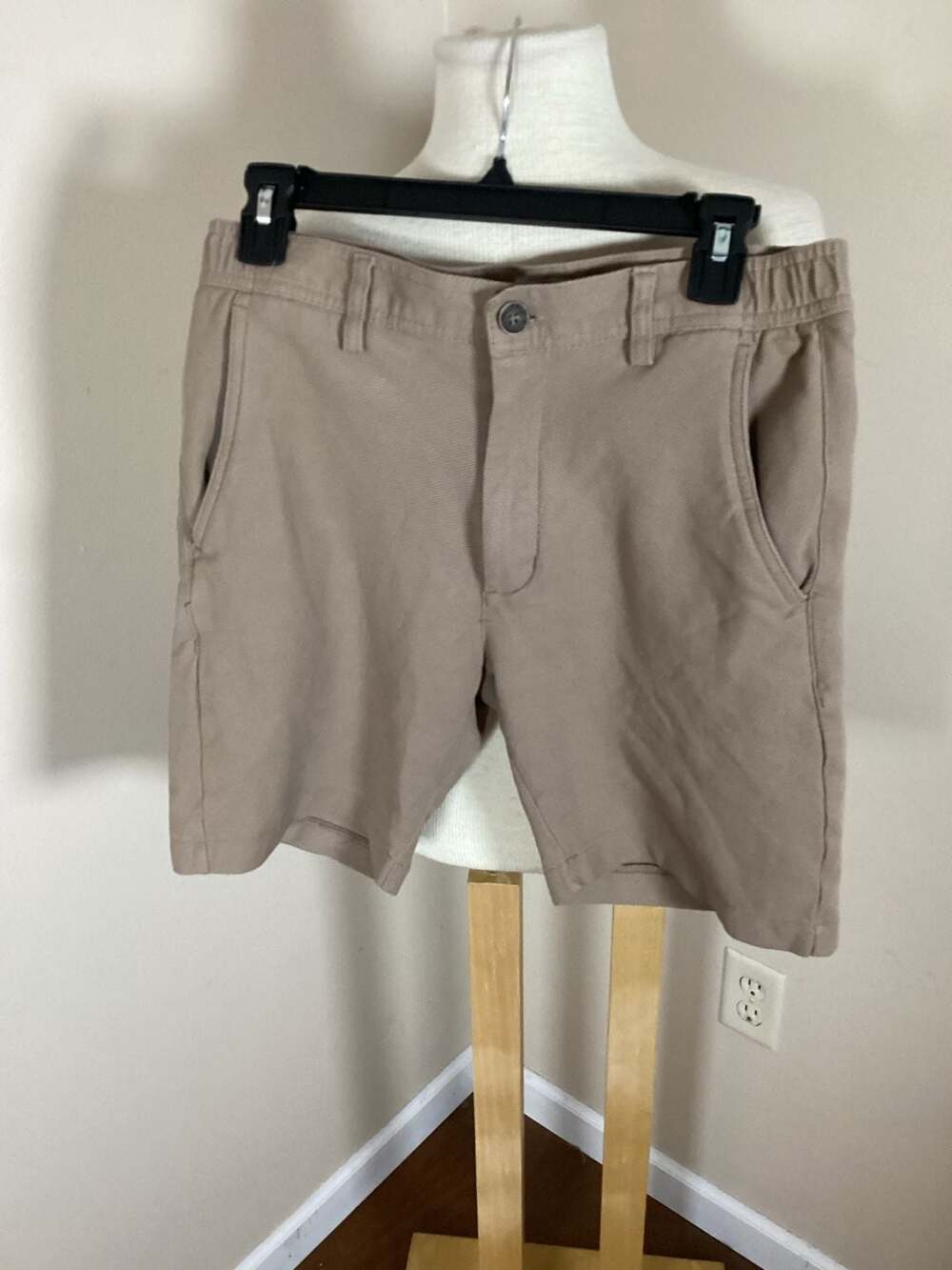 Hickey Freeman Khaki Canvas Flat Front Chino Shorts